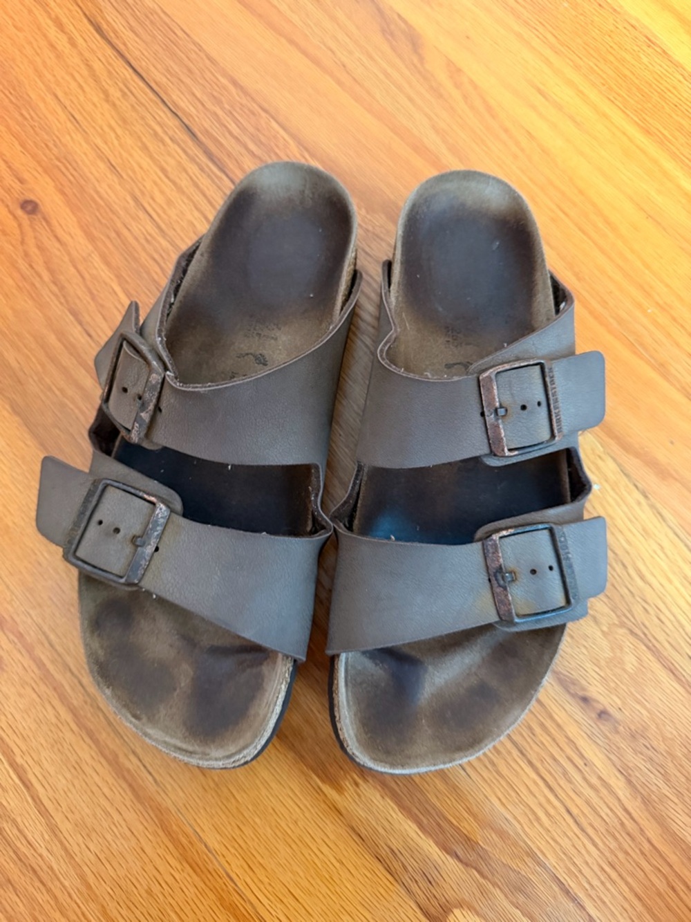 Birkenstock Two-Buckle Slide Sandals in Brown